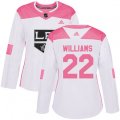 Women's Los Angeles Kings #22 Tiger Williams Authentic White Pink Fashion NHL Jersey