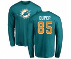 Miami Dolphins #85 Mark Duper Aqua Green Name & Number Logo Long Sleeve T-Shirt
