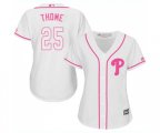 Women's Philadelphia Phillies #25 Jim Thome Authentic White Fashion Cool Base Baseball Jersey