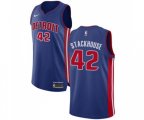 Detroit Pistons #42 Jerry Stackhouse Authentic Royal Blue Road Basketball Jersey - Icon Edition