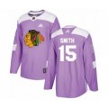 Chicago Blackhawks #15 Zack Smith Authentic Purple Fights Cancer Practice Hockey Jersey