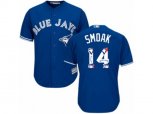 Toronto Blue Jays #14 Justin Smoak Authentic Blue Team Logo Fashion MLB Jersey