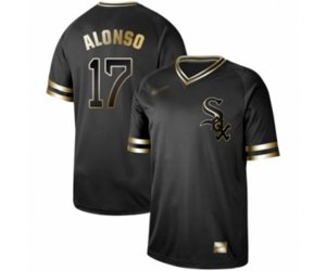 Chicago White Sox #17 Yonder Alonso Authentic Black Gold Fashion Baseball Jersey
