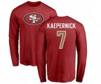San Francisco 49ers #7 Colin Kaepernick Red Name & Number Logo Long Sleeve T-Shirt