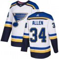 St. Louis Blues #34 Jake Allen White Road Authentic Stitched NHL Jersey
