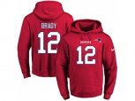 New England Patriots #12 Tom Brady Red Name & Number Pullover NFL Hoodie