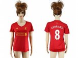 Women Liverpool #8 Gerrard Red Home Soccer Club Jersey