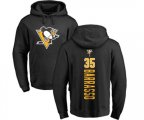 NHL Adidas Pittsburgh Penguins #35 Tom Barrasso Black Backer Pullover Hoodie