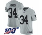 Oakland Raiders #34 Bo Jackson Limited Silver Inverted Legend 100th Season Football Jersey