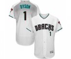 Arizona Diamondbacks #1 Jarrod Dyson White Teal Alternate Authentic Collection Flex Base Baseball Jersey