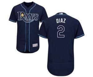 Tampa Bay Rays #2 Yandy Diaz Navy Blue Alternate Flex Base Authentic Collection Baseball Jersey
