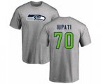 Seattle Seahawks #70 Mike Iupati Ash Name & Number Logo T-Shirt