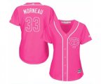Women's Minnesota Twins #33 Justin Morneau Authentic Pink Fashion Cool Base Baseball Jersey