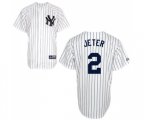 New York Yankees #2 Derek Jeter Replica White Name On Back Baseball Jersey
