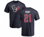 Houston Texans #21 Bradley Roby Navy Blue Name & Number Logo T-Shirt