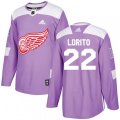 Detroit Red Wings #22 Matthew Lorito Authentic Purple Fights Cancer Practice NHL Jersey