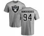 Oakland Raiders #94 Eddie Vanderdoes Ash Name & Number Logo T-Shirt