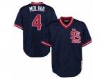 St. Louis Cardinals #4 Yadier Molina Replica Navy Blue Throwback MLB Jersey