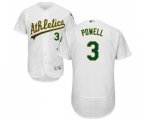 Oakland Athletics #3 Boog Powell White Home Flex Base Authentic Collection Baseball Jersey