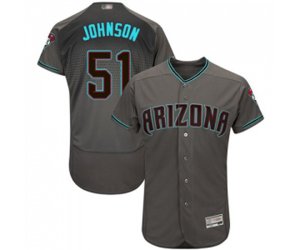 Arizona Diamondbacks #51 Randy Johnson Gray Teal Alternate Authentic Collection Flex Base Baseball Jersey