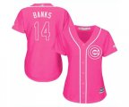 Women's Chicago Cubs #14 Ernie Banks Authentic Pink Fashion Baseball Jersey