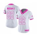 Women Baltimore Ravens #22 Mark Ingram II Limited White Pink Rush Fashion Football Jersey