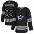 Dallas Stars #35 Anton Khudobin Authentic Black Team Logo Fashion NHL Jersey