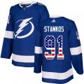 Tampa Bay Lightning #91 Steven Stamkos Authentic Blue USA Flag Fashion NHL Jersey