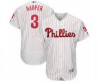 Philadelphia Phillies #3 Bryce Harper Majestic White Home Flexbase Authentic Collection Player Jersey