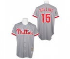 Philadelphia Phillies #15 Dave Hollins Replica Grey Throwback Baseball Jersey