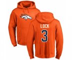 Denver Broncos #3 Drew Lock Orange Name & Number Logo Pullover Hoodie