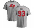 Tampa Bay Buccaneers #93 Ndamukong Suh Ash Name & Number Logo T-Shirt