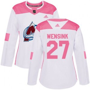 Women\'s Colorado Avalanche #27 John Wensink Authentic White Pink Fashion NHL Jersey
