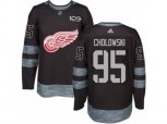 Detroit Red Wings #95 Dennis Cholowski Authentic Black 1917-2017 100th Anniversary NHL Jersey