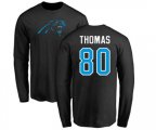 Carolina Panthers #80 Ian Thomas Black Name & Number Logo Long Sleeve T-Shirt