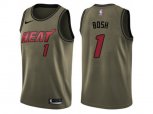 Miami Heat #1 Chris Bosh Green Salute to Service NBA Swingman Jersey