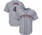 New York Mets #4 Jed Lowrie Replica Grey Road Cool Base Baseball Jersey