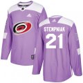 Carolina Hurricanes #21 Lee Stempniak Authentic Purple Fights Cancer Practice NHL Jersey