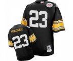 Pittsburgh Steelers #23 Mike Wagner Black Team Color Authentic Throwback Football Jersey