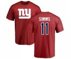 New York Giants #11 Phil Simms Red Name & Number Logo T-Shirt