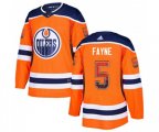 Edmonton Oilers #5 Mark Fayne Authentic Orange Drift Fashion NHL Jersey