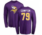 Minnesota Vikings #79 Tom Compton Purple Name & Number Logo Long Sleeve T-Shirt
