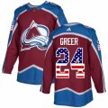 Colorado Avalanche #24 A.J. Greer Authentic Burgundy Red USA Flag Fashion NHL Jersey