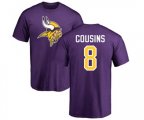 Minnesota Vikings #8 Kirk Cousins Purple Name & Number Logo T-Shirt