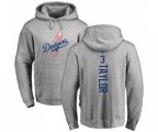 Los Angeles Dodgers #3 Chris Taylor Ash Backer Pullover Hoodie