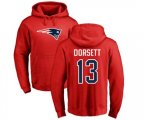 New England Patriots #13 Phillip Dorsett Red Name & Number Logo Pullover Hoodie