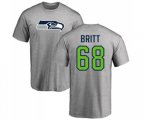 Seattle Seahawks #68 Justin Britt Ash Name & Number Logo T-Shirt