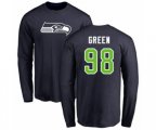 Seattle Seahawks #98 Rasheem Green Navy Blue Name & Number Logo Long Sleeve T-Shirt