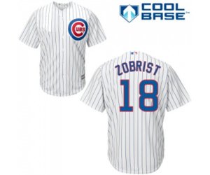 Chicago Cubs #18 Ben Zobrist Replica White Home Cool Base Baseball Jersey