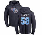 Tennessee Titans #58 Harold Landry Navy Blue Name & Number Logo Pullover Hoodie